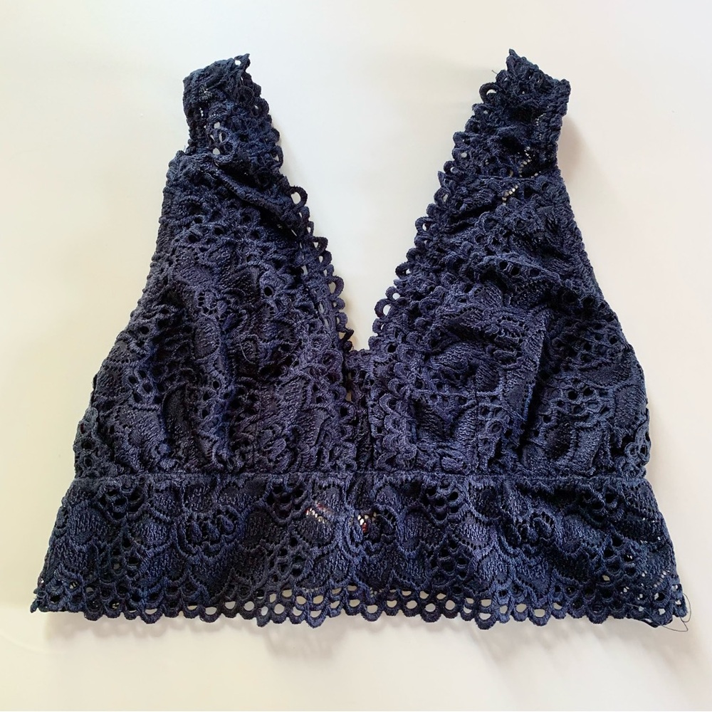 Altar'd State Anthropologie Navy Blue Lace Bralette US Large
